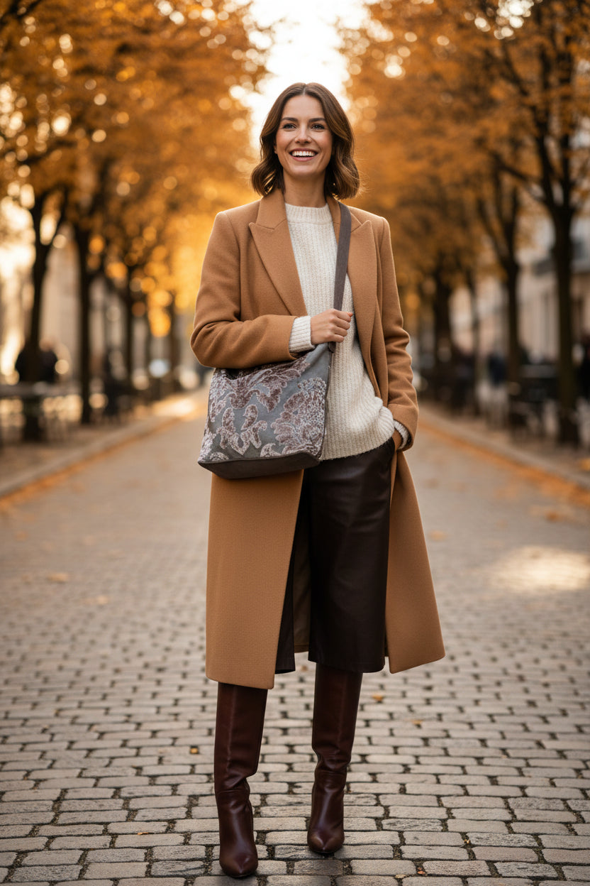 Fibbiona beige Broccato